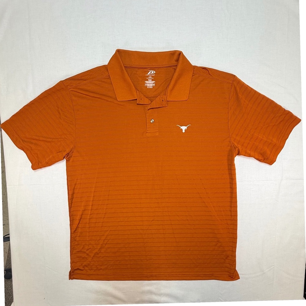 Pro Player Texas Longhorns Mens Large Burnt Orange Striped Performance Polo Shir - Picture 1 of 8